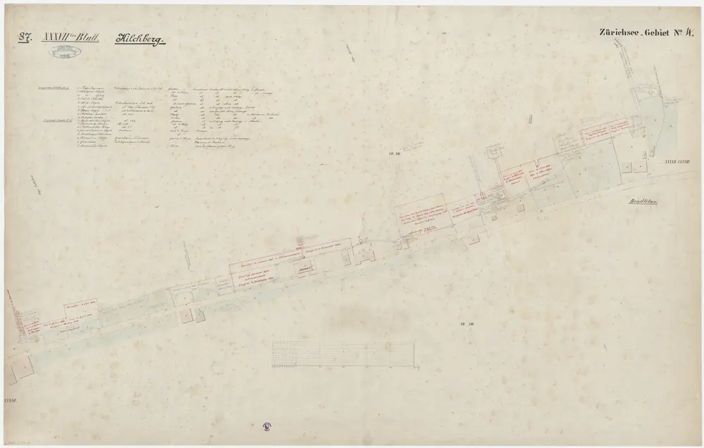 Hombrechtikon bis Zürich: Rechtes Ufer des Zürichsees; Grundrisse: Blatt 37: Kilchberg (Bendlikon)