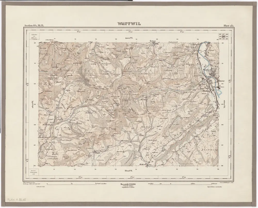 Topographischer Atlas der Schweiz (Siegfried-Karte): Den Kanton Zürich betreffende Blätter: Blatt 231: Wattwil