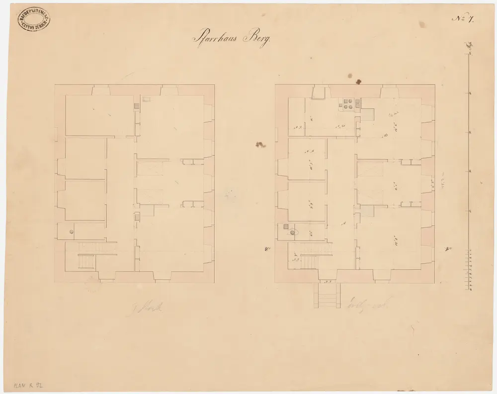 Berg am Irchel: Pfarrhaus, Erdgeschoss und 1. Stock; Grundrisse (Nr. 7)