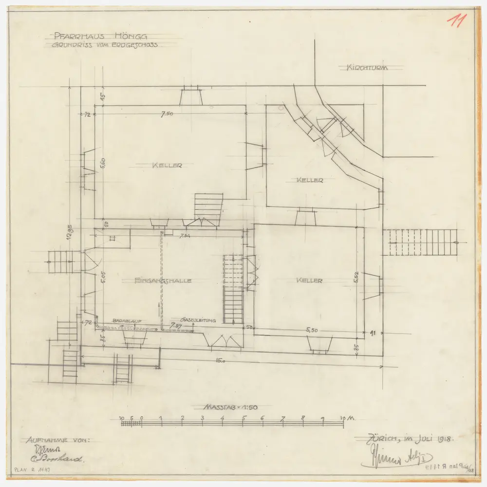 Höngg: Pfarrhaus, Erdgeschoss; Grundriss (Nr. 11)