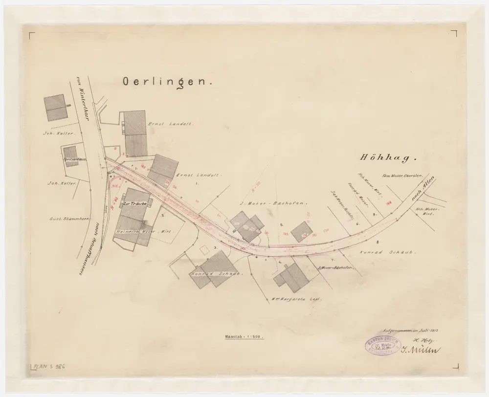 Kleinandelfingen: Strassenkorrektion in Oerlingen von der Strasse von Winterthur nach Schaffhausen bis Höhhag; Situationsplan