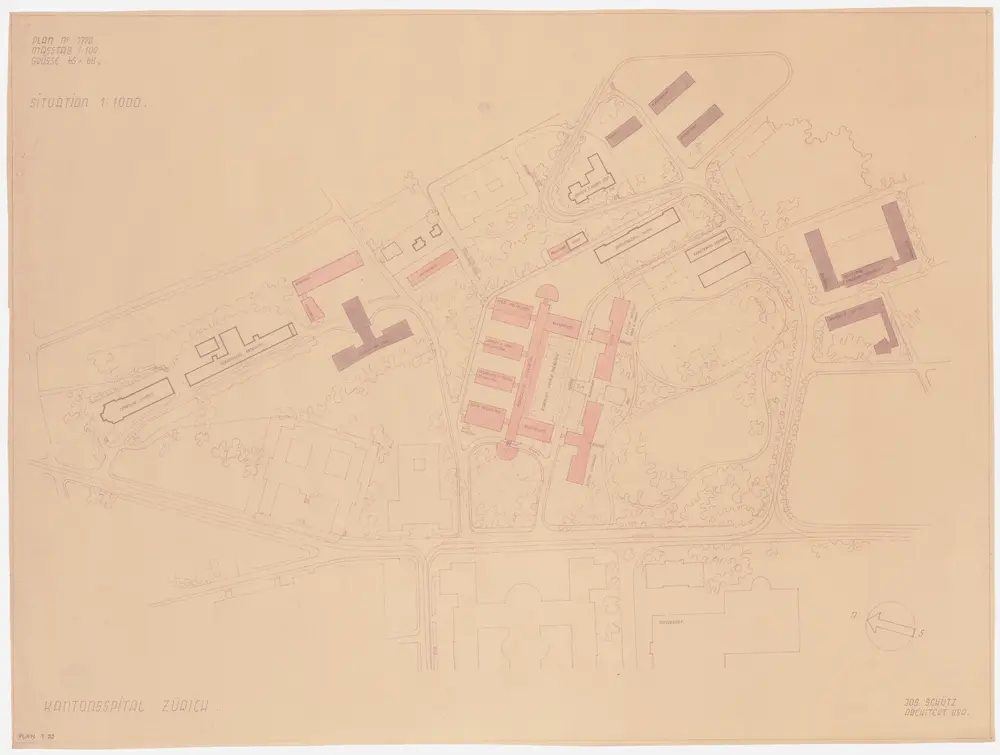 Zürich: Kantonsspital, Chirurgische Klinik; Überarbeitungsprojekt; Situationsplan