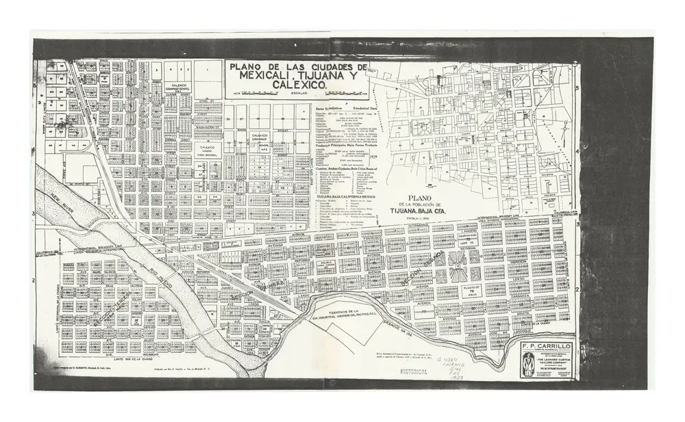 Plano de las ciudades de Mexicali, Tijuana y Calexico.