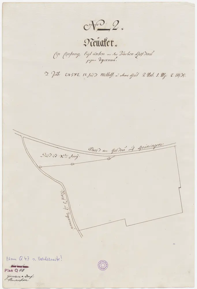 Nr. 2: Zehntengut Neuacker, bei der Kirche Gossau gegen Tägernau gelegen; Grundriss
