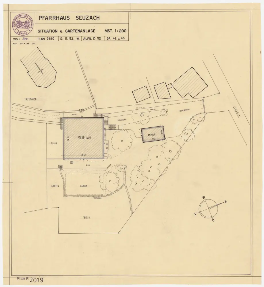 Seuzach: Kirche, Pfarrhaus und Umgebung; Grundriss