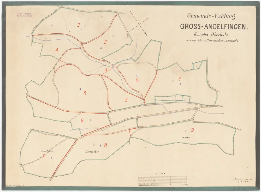 Andelfingen (damals Grossandelfingen): Gemeindewaldung: Oberholz (Eichholz, Haselacker, Birchhau); Grundriss