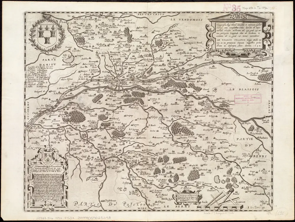 Topographia aug. Turon. ducatus et confinium Galliae celticae sinu complectitur cuius latitudo ab aequinoctiali versus arcticum... extenditur