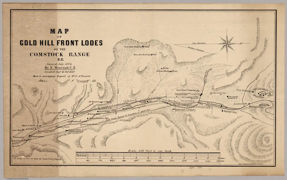 Map Of Gold Hill Front Lodes On The Comstock Range