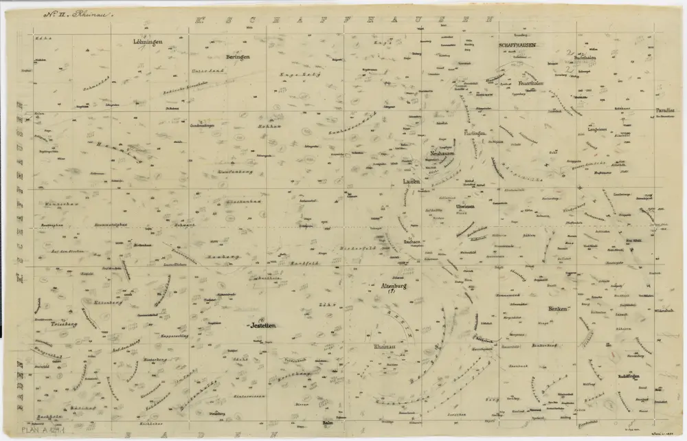 Vorlagen für die Topographische Karte des Kantons Zürich (Wild-Karte): Schrift-Pausen: Blatt II: Rheinau