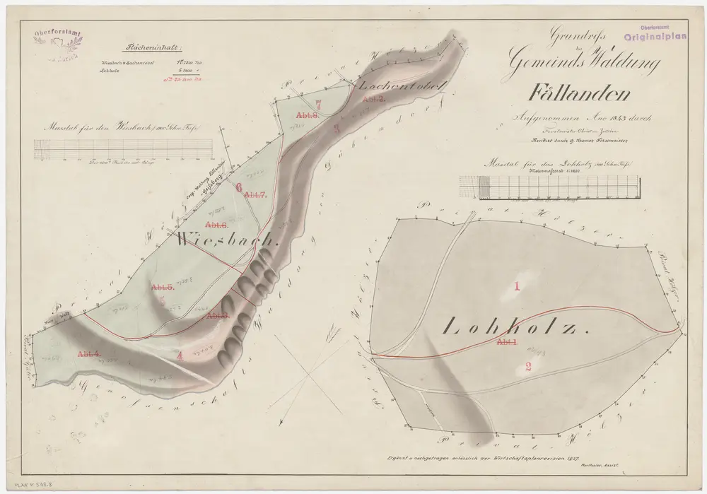 Fällanden: Gemeinde- und Genossenschaftswaldungen: Gemeindewaldungen Wisbach (Wiesbach), Lohholz; Grundrisse