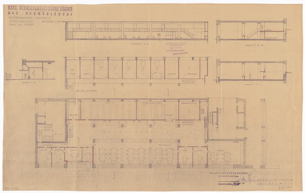 Neumühle, kantonales Verwaltungsgebäude: Erdgeschoss (Motorfahrzeugkontrolle); Grundriss