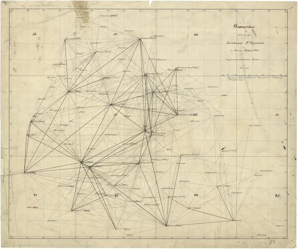 Trigonometrisk grunnlag, Squelet-Cart 58: Oversigtskart over de i Aarene 1864 og 1865 bestemte Punkter