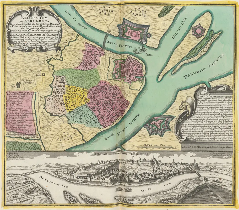 Belgradum sive Alba Graeca, Serviae Metropolis ubi Savus fluvius Danubio miscetur [...] [=] Belgrad od. Griechisch Weissenb. die Haupt Statt der Provinz Servien [...] [Karte], in: [Atlas factice], S. 535.