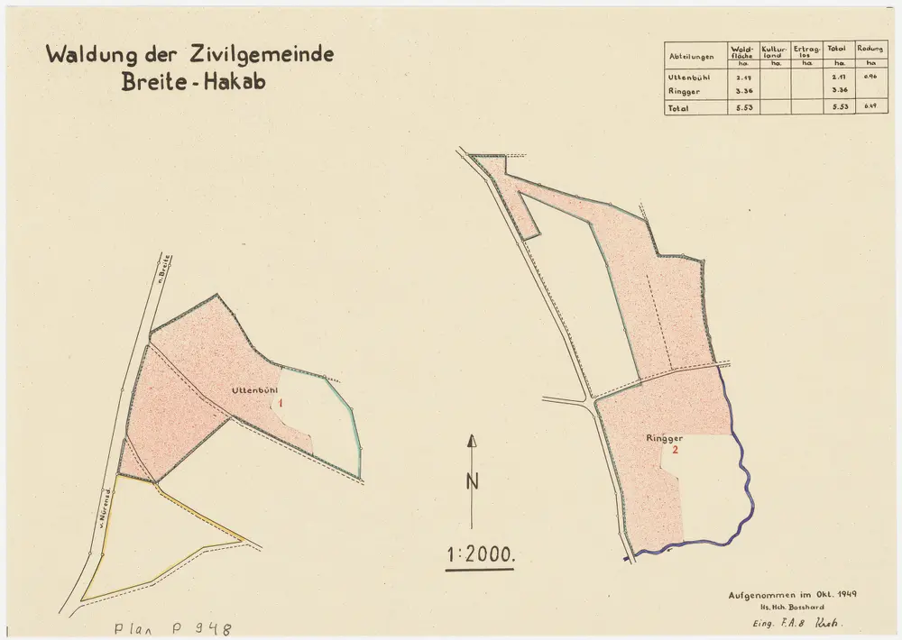 Nürensdorf: Zivilgemeindewaldung Breite-Hakab mit Uttenbüel (Uttenbühl) und Ringger; Grundrisse