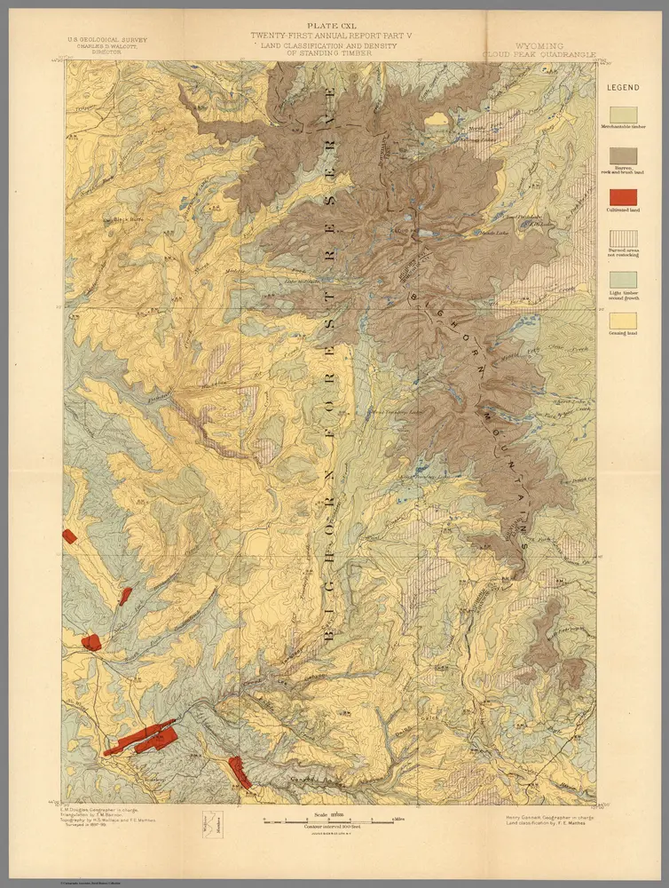 Plate CXL.  Cloud Peak Quadrangle, Wyoming, Land Classification and Density of Standing Timber.