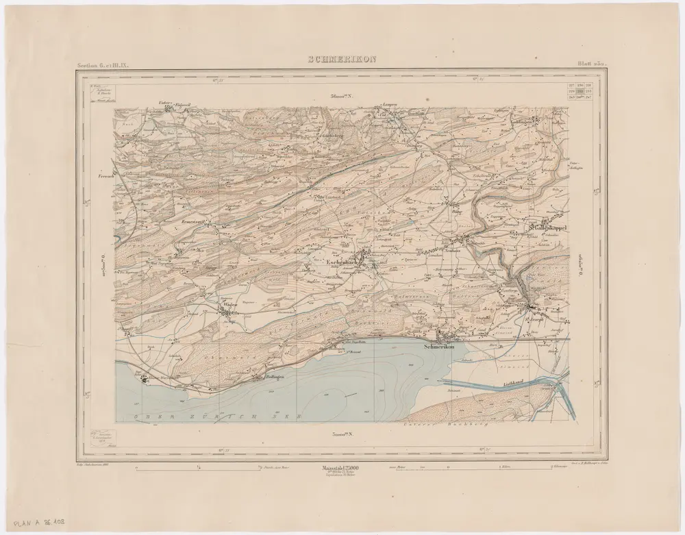 Topographischer Atlas der Schweiz (Siegfried-Karte): Den Kanton Zürich betreffende Blätter: Blatt 232: Schmerikon