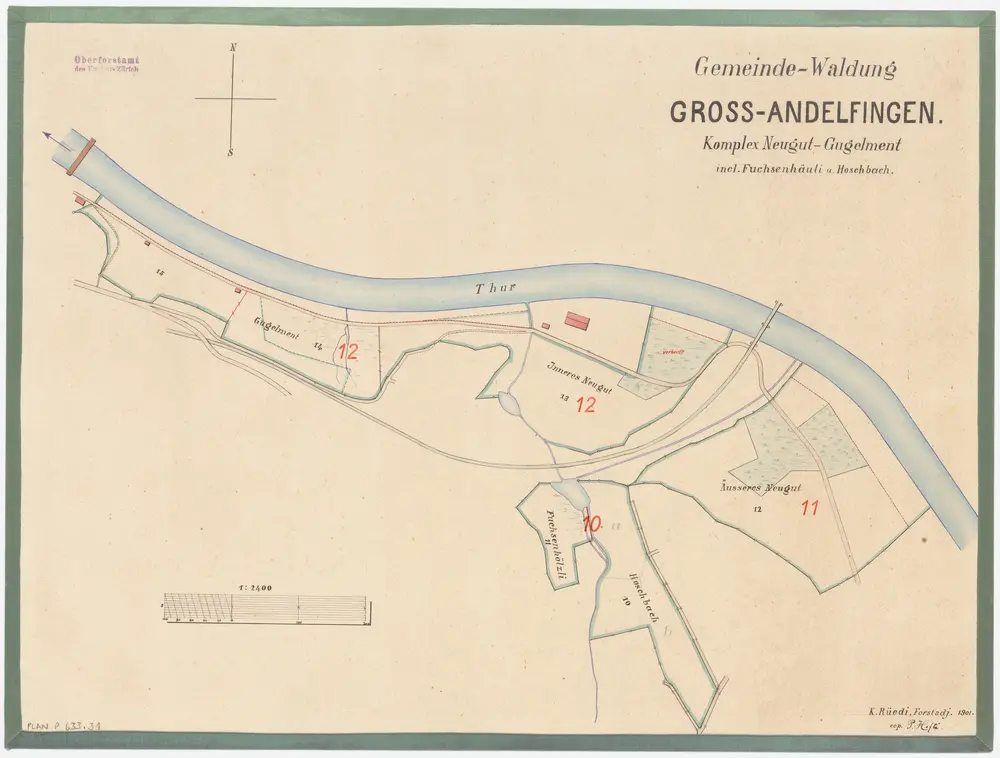 Andelfingen (damals Grossandelfingen): Gemeindewaldung: Gugelment, Neugut, Fuchsenhölzli, Hostbach (Hoschbach); Grundriss