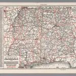 Clason's Road Map of Alabama and Mississippi