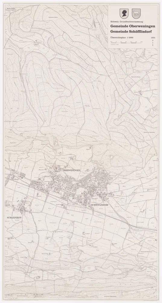 Oberweningen, Schöfflisdorf: Gemeinden; Übersichtsplan (Schweizerische Grundbuchvermessung)