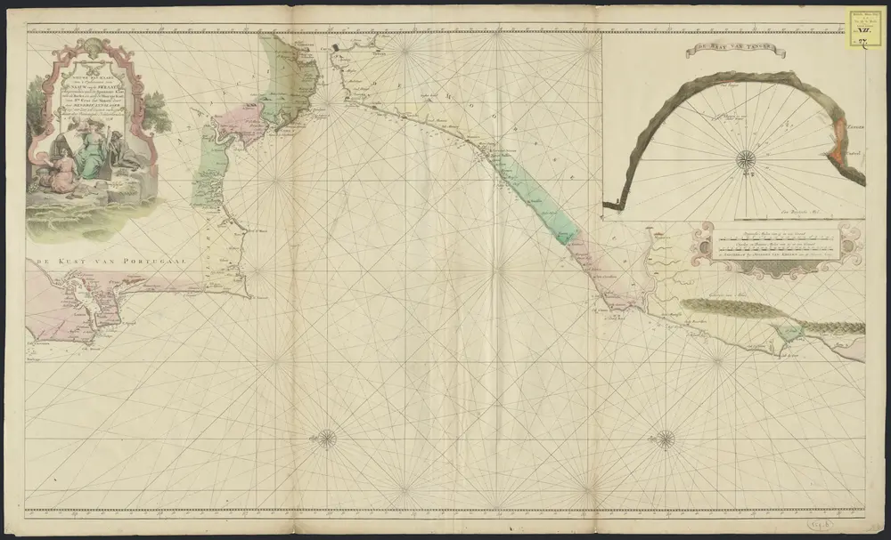 Nieuwe pas-kaart van 't opkoomen van 't Naauw van de Straat, beginnende aan de Spaansse kust, van de Barles, en aan de Moorsse kust, van Sta. Cruz het Naauw