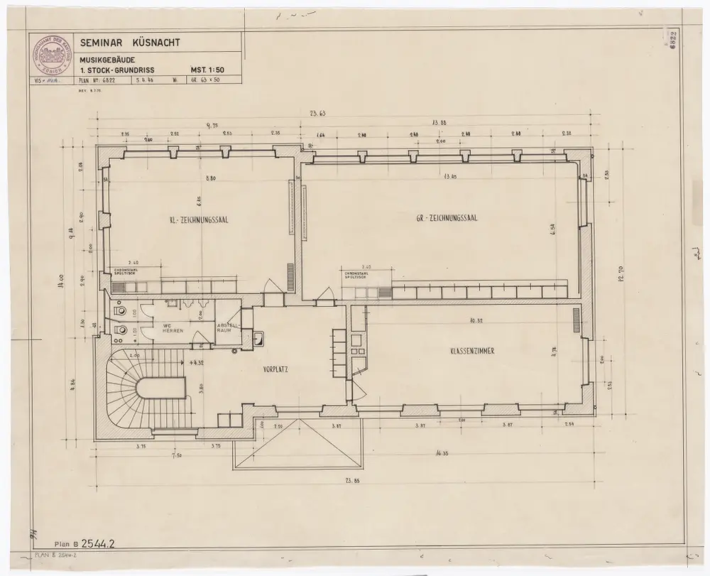 Küsnacht: Seminar, Musikgebäude: 1. Stock; Grundriss