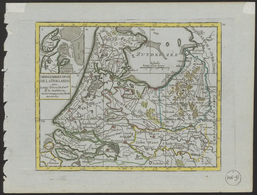 Carte generale des IX de la Hollande; avec la Seig. d'Utrecht, Par.tie de la Gueldre, &c.