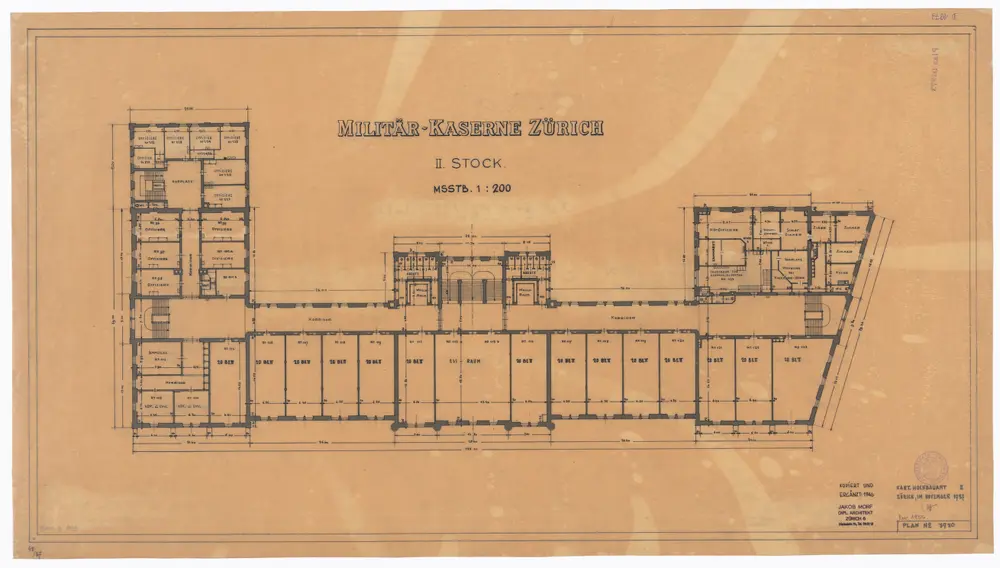 Neue Militärkaserne: 2. Stock; Grundriss