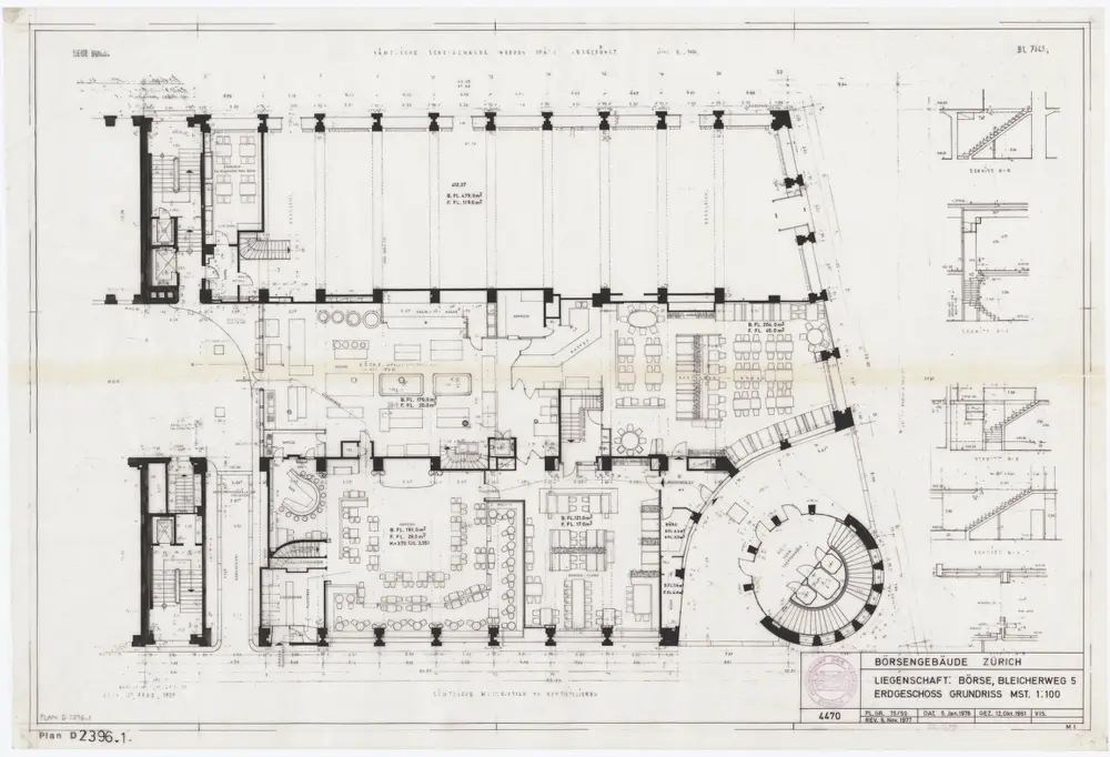 Börsengebäude, Bleicherweg 5: Grundrisse: Erdgeschoss; Grundriss