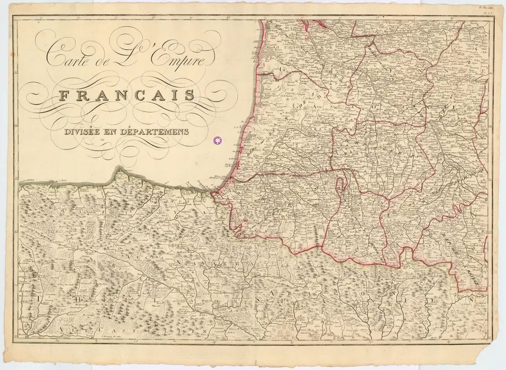 Carte de L'Empire Francais.Divisée en départments..1 mapa ve 2 listech