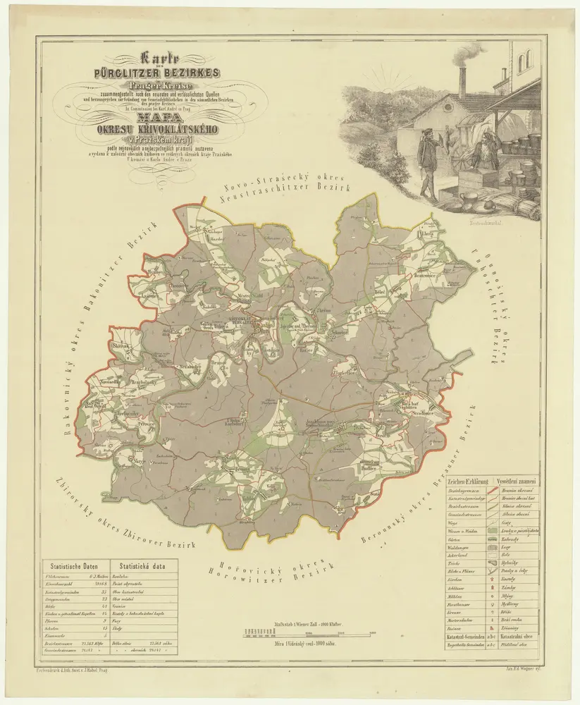 Karte des Pürglitzer Bezirkes im Prager Kreise