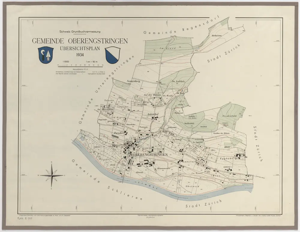 Oberengstringen: Gemeinde; Übersichtsplan (Schweizerische Grundbuchvermessung)