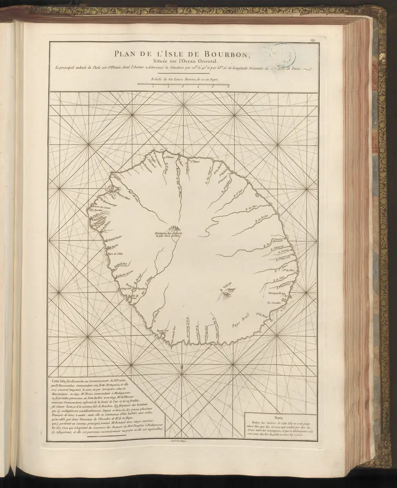 Plan de l'Isle de Bourbon, Située sur l'Ocean Oriental.