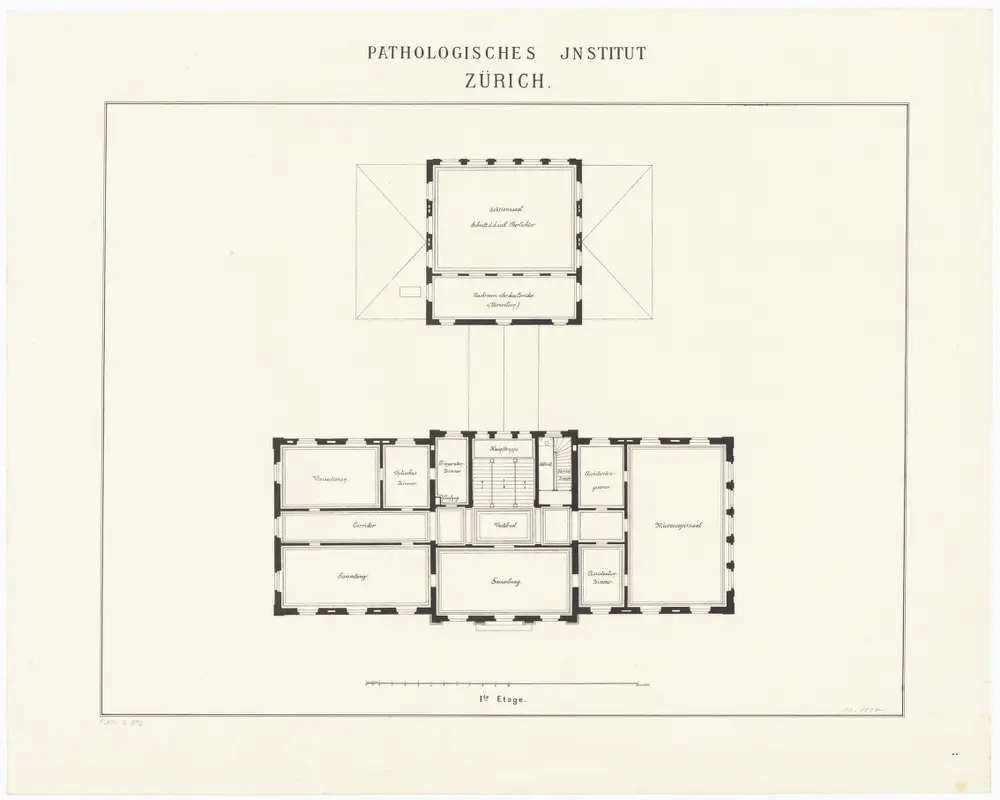 Kantonsspital Zürich, projektiertes Pathologisches Institut: 1. Stock; Grundriss