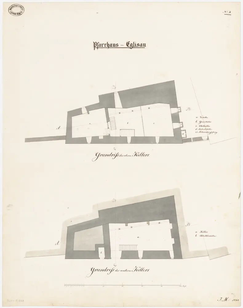 Eglisau: Pfarrhaus, oberer und unterer Keller; Grundrisse (Nr. 4)