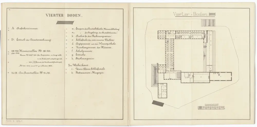 Kantonale Strafanstalt Oetenbach: Anstaltsareal: 4. Boden; Grundriss