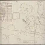 HZAN GA 100_Nr. 101_ : Hermersberg (Kr. Künzelsau); "Grundriß von mehreren in dem Revier liegenden herrschaftlichen Grundstücken";ohne Verfasser;60 Ruten = 14,2 cm;56,5 x 46 cm;Papier auf Leinwand; Federzeichnung;Grundstücke bezeichnet mit Angrenzer; links oben Verzeichnis des Meßgehalts; Eintrag der Flurnamen.