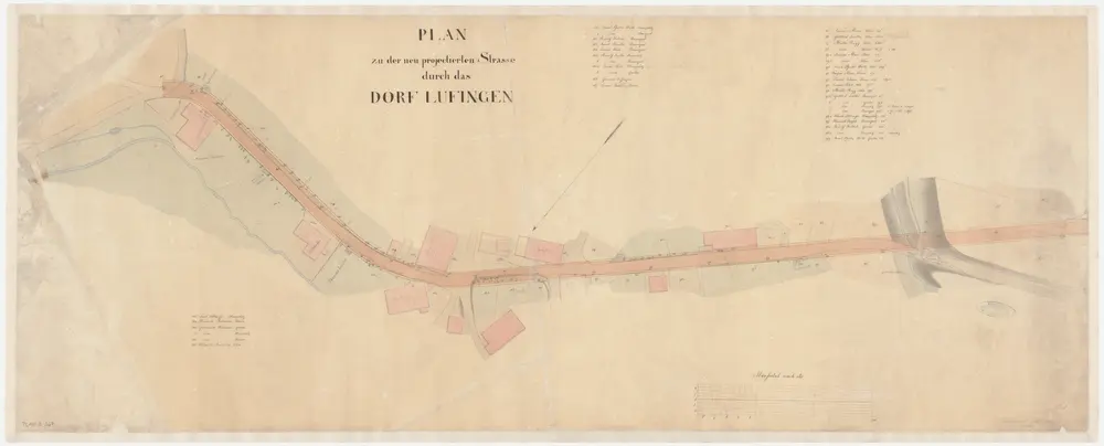 Lufingen: Projektierte Strasse durch das Dorf; Situationsplan