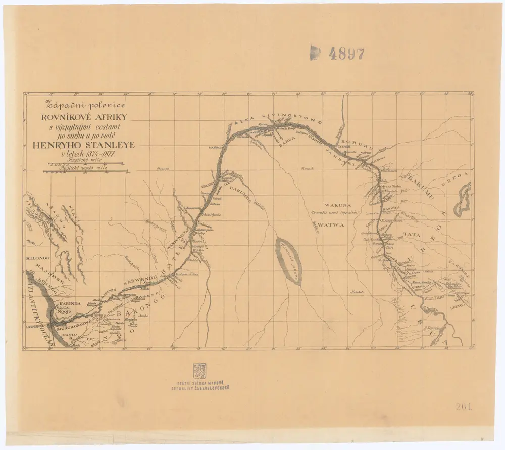 Západní polovice rovníkové Afriky s výzpytnými cestami po suchu a po vodě Henryho Stanleye v letech 1874-1877