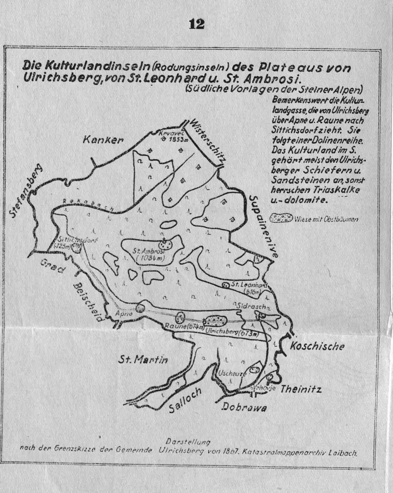 Die Kulturlandinseln (Rodungsinseln) des Plateaus von Ulrichsberg, von St. Leonhard u. St. Ambrosi