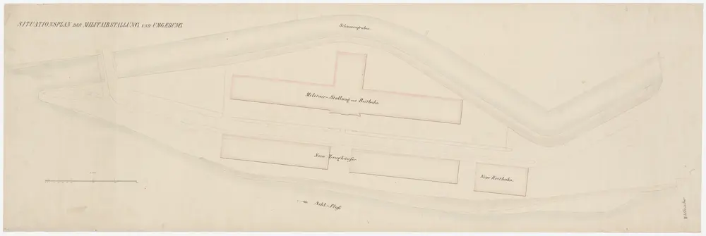 Zürich: Schanzengraben, Militärstallung und neue Zeughäuser; Situationsplan