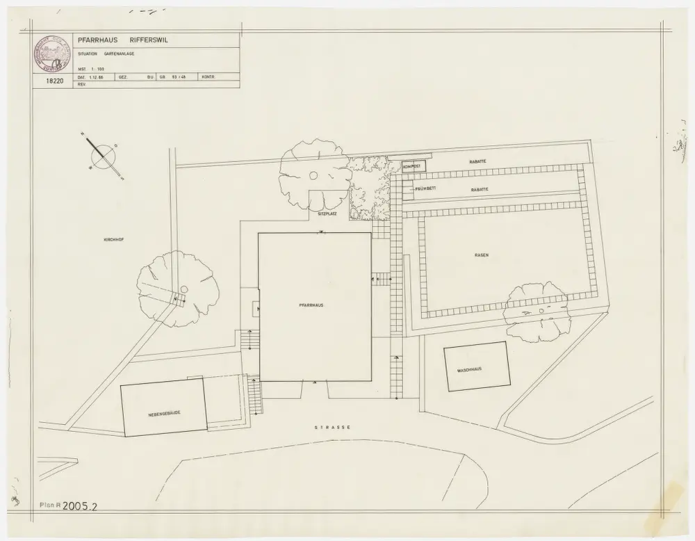 Rifferswil: Pfarrhaus, Nebengebäude und Gartenanlage: Pfarrhaus mit Nebengebäuden und Gartenanlage; Grundriss