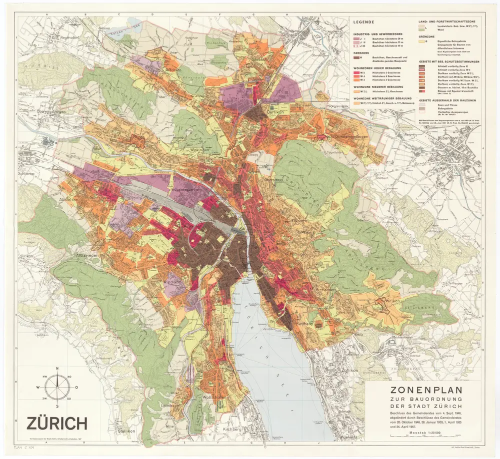 Zonenplan zur Bauordnung der Stadt Zürich