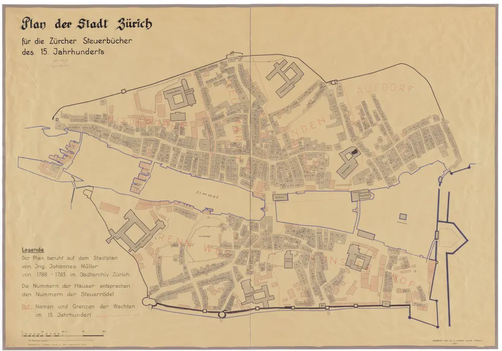 Plan der Stadt Zürich um ca. 1470