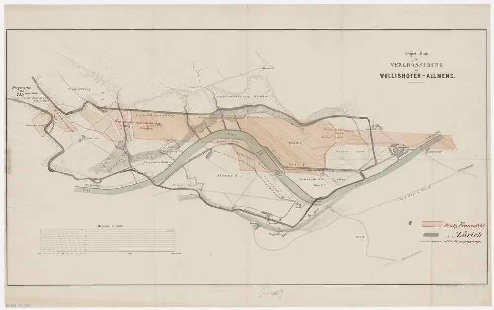Enge, Wiedikon, Wollishofen: Projektierte Vergrösserung der Allmend; Grundriss
