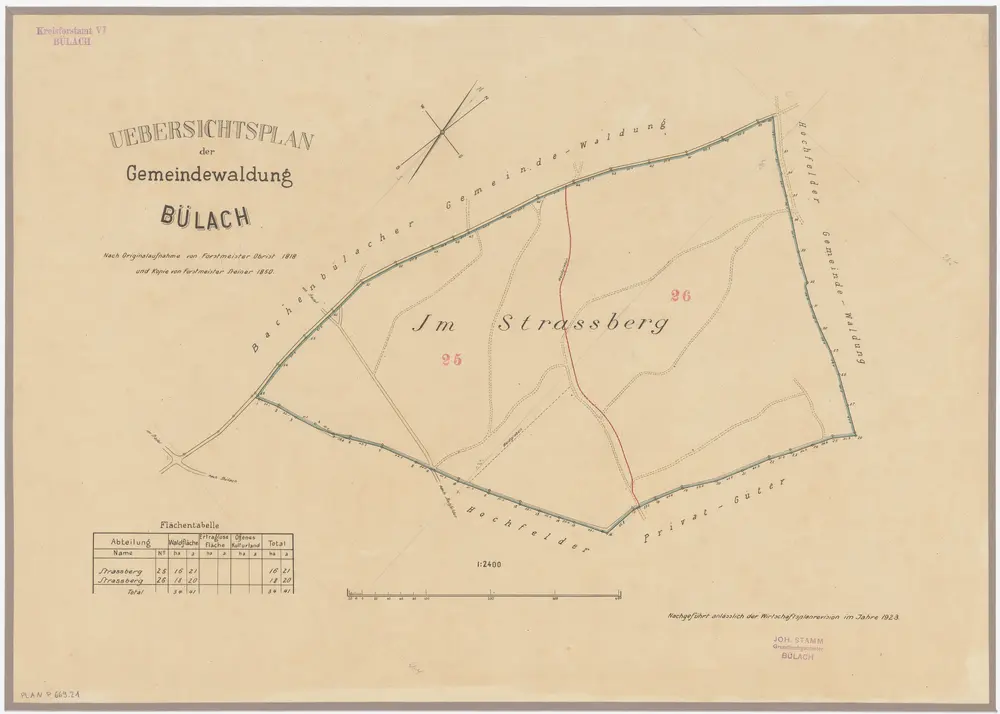 Bülach, Hochfelden: Gemeindewaldungen Bülach und Eschenmosen: Hochfelden: Gemeindewaldung von Bülach auf dem Strassberg; Grundriss