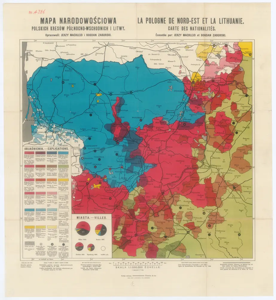 Mapa narodowościowa polskich kresów północno-wschodnich i Litwy