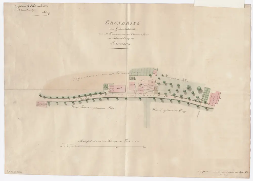 Schmelzberg (Fluntern), Gebäude von alt Friedensrichter Heinrich Fehr: Grundriss