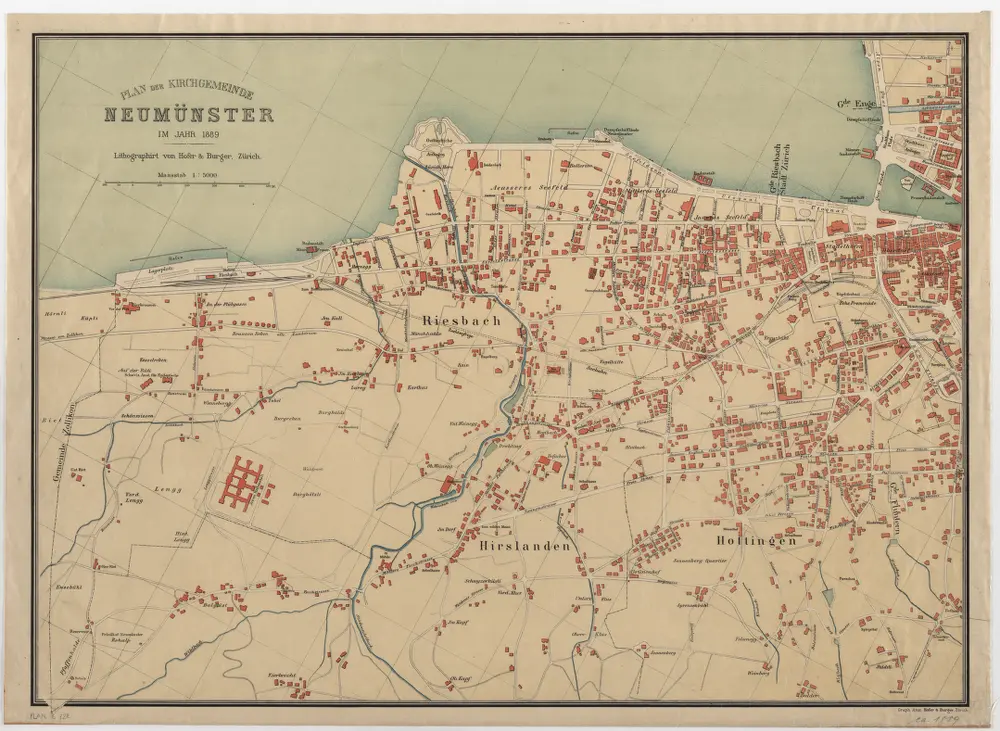 Zürich: Kirchgemeinde Neumünster im Jahr 1889; Übersichtsplan