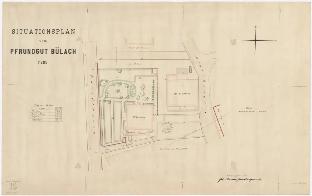 Bülach: Pfrundgut mit Pfarrhaus und Umgebung; Grundriss