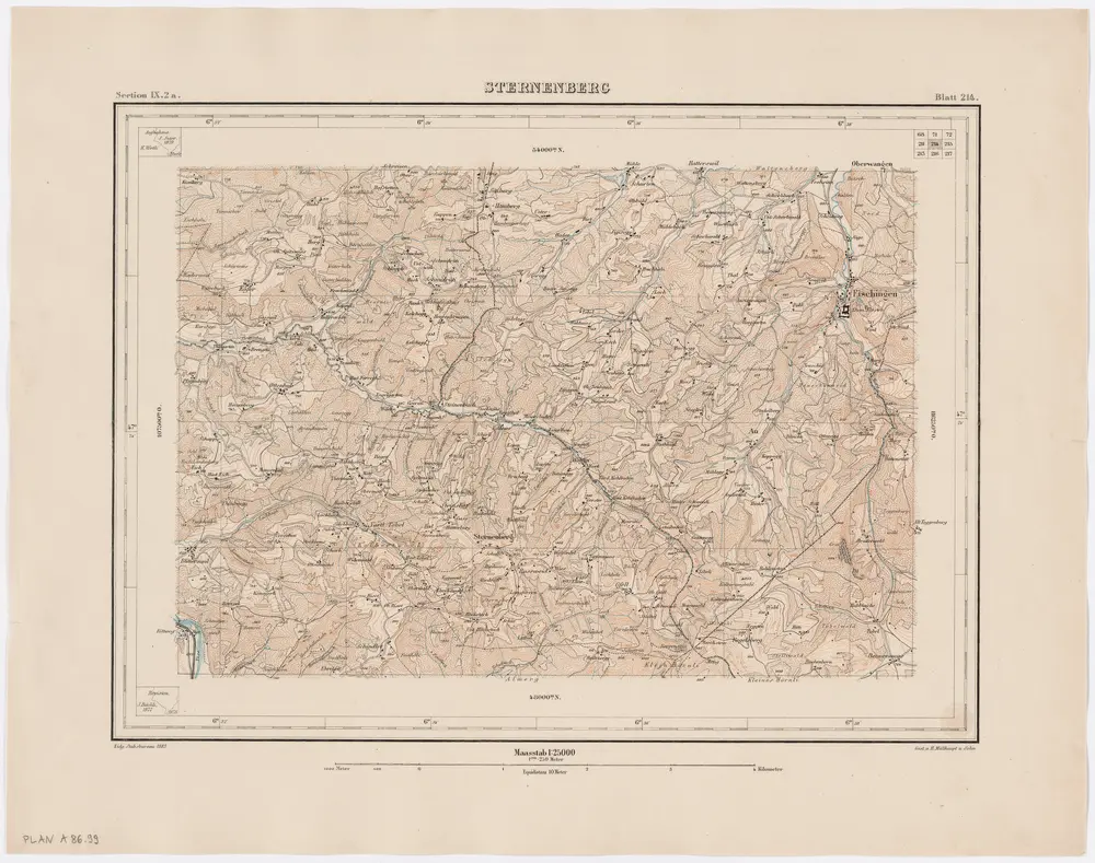 Topographischer Atlas der Schweiz (Siegfried-Karte): Den Kanton Zürich betreffende Blätter: Blatt 214: Sternenberg